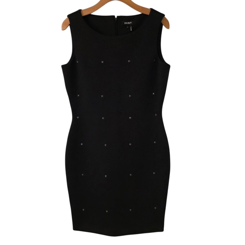 DKNY Black Shift Dress Little Black Dress Studded Classic Career‎ Sz 10 NWOT